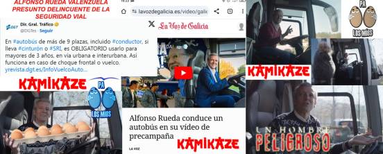 Alfonso Rueda como un auténtico KAMICAZE incita a conducir autobuses por Galicia sin cinturón de seguridad y sube sus videos a las redes sociales,