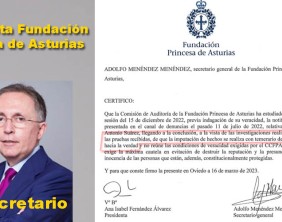 Presidenta y Secretario de la Fundación Princesa de Asturias tachan de Papel Higiénico 