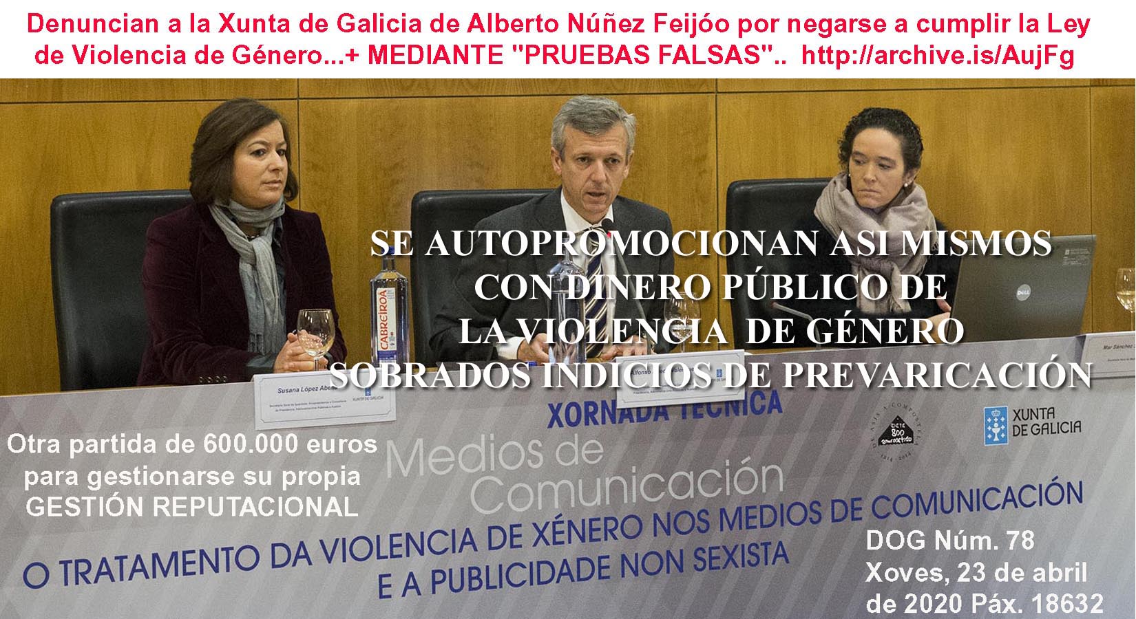 O dispendio en publicidade de Mar Sánchez sobre a violencia de xénero logra  aumentar as denuncias presentadas por violencia de xénero en Galicia, o que  evidENcia o fracaso total sa súa xestión