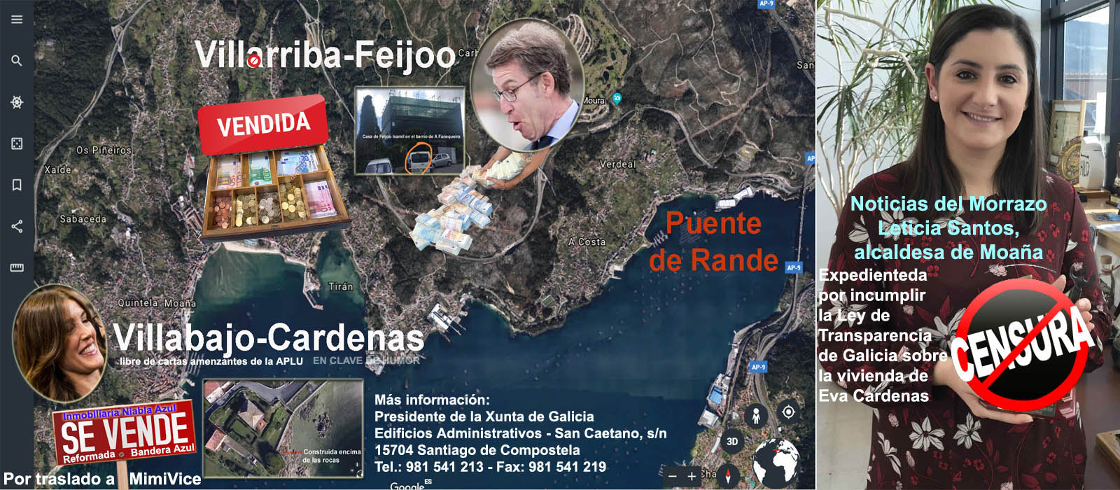La Comisión de Transparencia de Galicia abre expediente de investigación  sobre la censura de Leticia Santos Alcaldesa de Moaña con la mansión de Eva  Cardenas y Feijóo. | Xornal Galicia