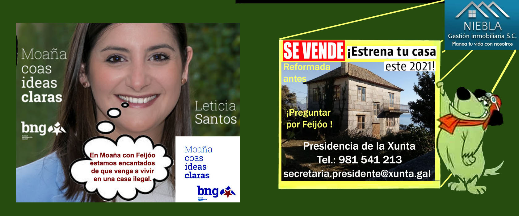 PLADESEMAPESGA exige la dimisión FULMINANTE de la Alcaldesa de Moaña,  Leticia Santos Paz (BNG) por encubrir &amp;quot;supuestas ilegalidades&amp;quot; de Feijóo y  su pareja Eva Cardenas. | Xornal Galicia