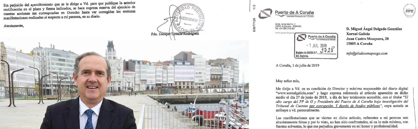 Sr Presidente del Puerto de A Coruña ¡ es Usted un cobarde ! nos amenaza con acciones legales sumándose al acoso de Mar Sánchez Sierra y depués recula en sus amenazas.