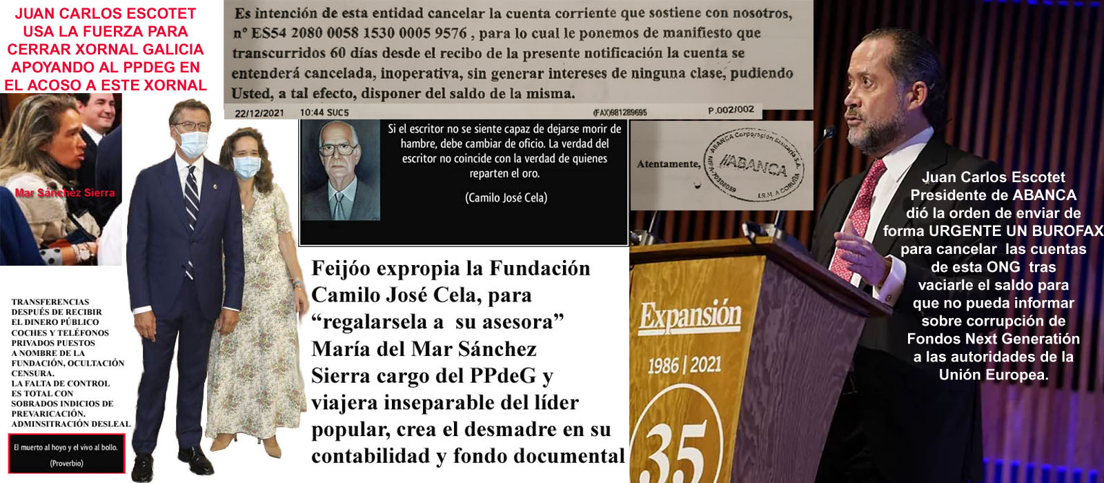 La ONG recibe un Burofax y una carta certificada de Juan Carlos Escotet  siguiendo instrucciones de Mar Sánchez Sierra CANCELANDO LA CUENTA y dejar  sin fondos a PLADESEMAPESGA para que no pueda