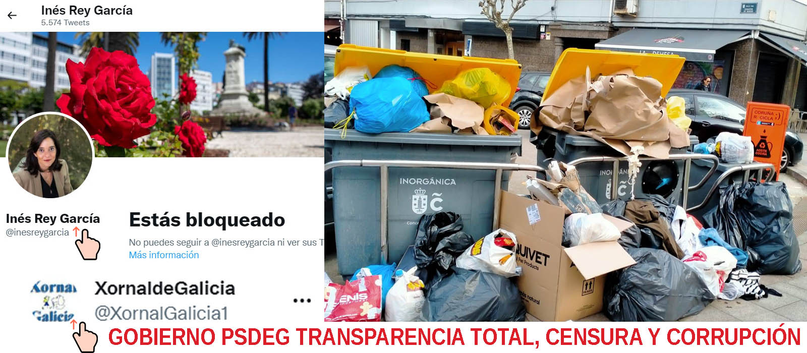 Inés Rey solo mira por su propio " culo político " ignorando el basurero en  que se ha convertido la ciudad. | Xornal Galicia