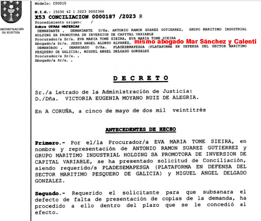 Xornal Galicia - Mar Sánchez Sierra presenta su abogado al ATUNERO para que  persiga judicialmente al periodista Miguel Delgado y Pladesemapesga.