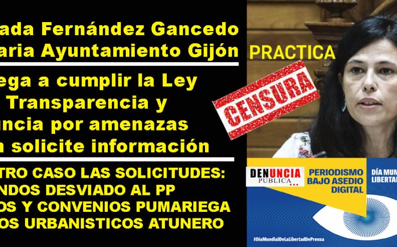 La Secretaria del Ayto Gijón responde a solicitudes información pública con denuncias por amenazas en la fiscalía.